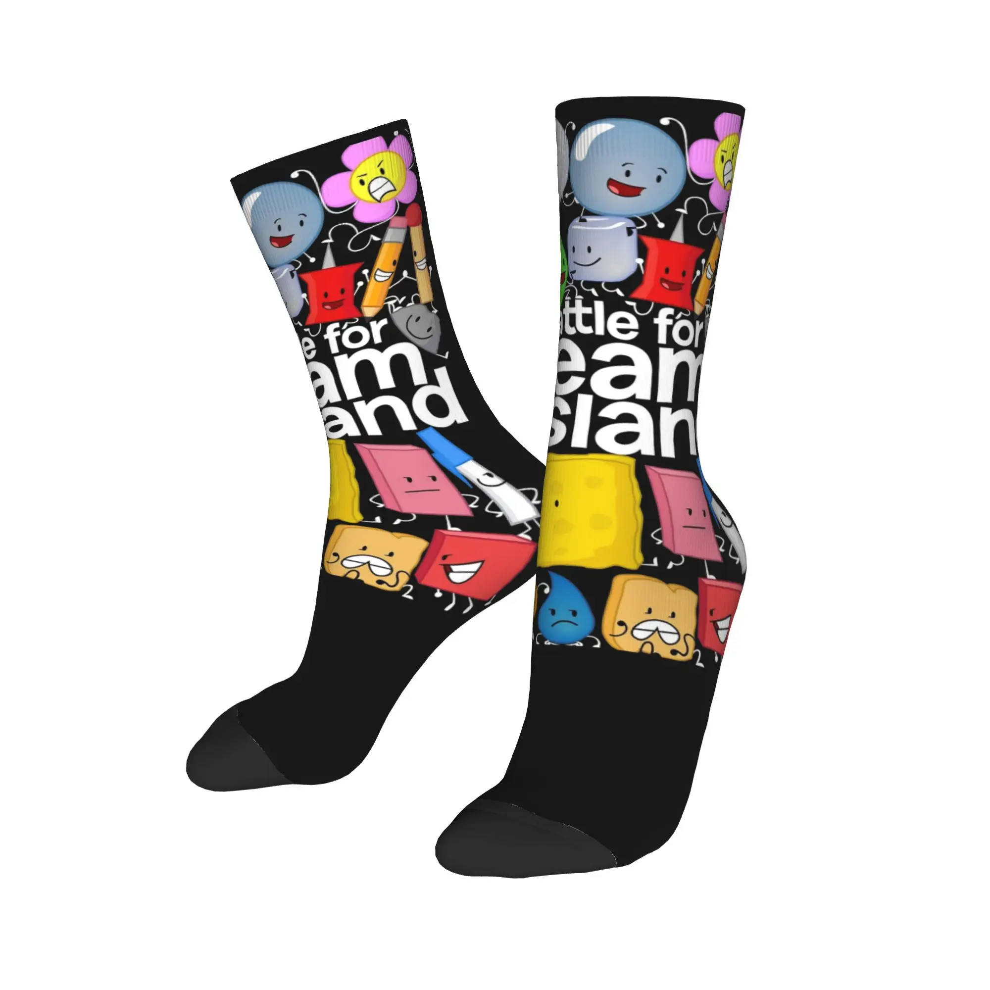 Crazy Design BFDI Inanimate Insanity All Characters Basketball Socks  Polyester Long Socks for Unisex Non-slip