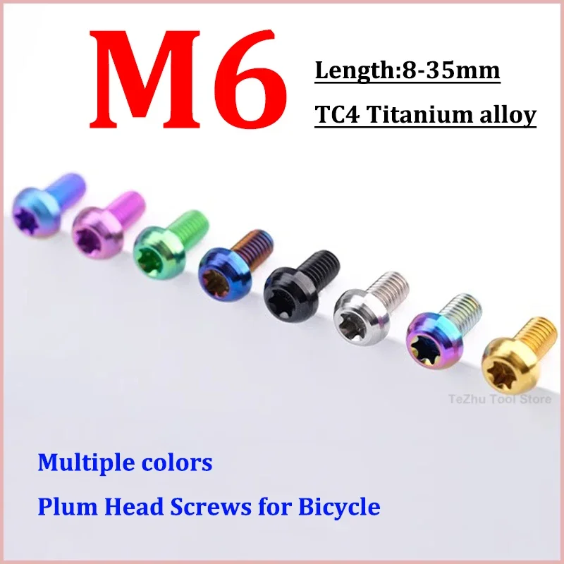 

1pc Titanium Bolts M6 x 8/10/12/14/16/18/20/25/30/35mm Torx Plum Head Bolts Screws for Bicycle and Motorcycle Parts
