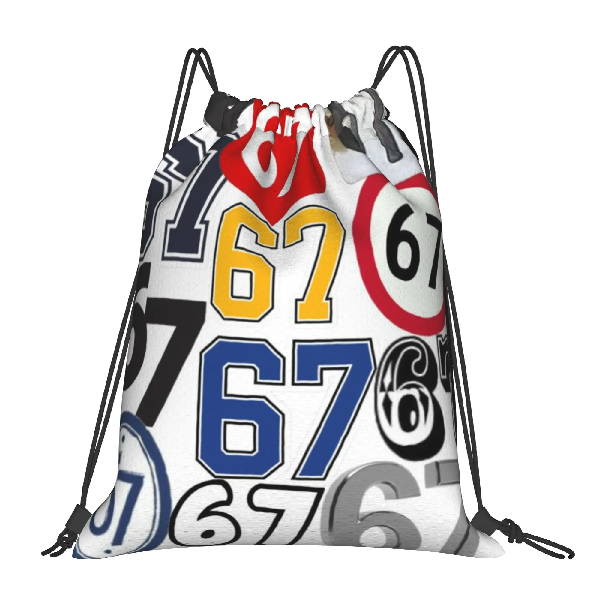 67 six seven meme 9 67 Multi-function Pocket Men Women Storage Backpack Teenager Travel Bag Print Drawstring Bags