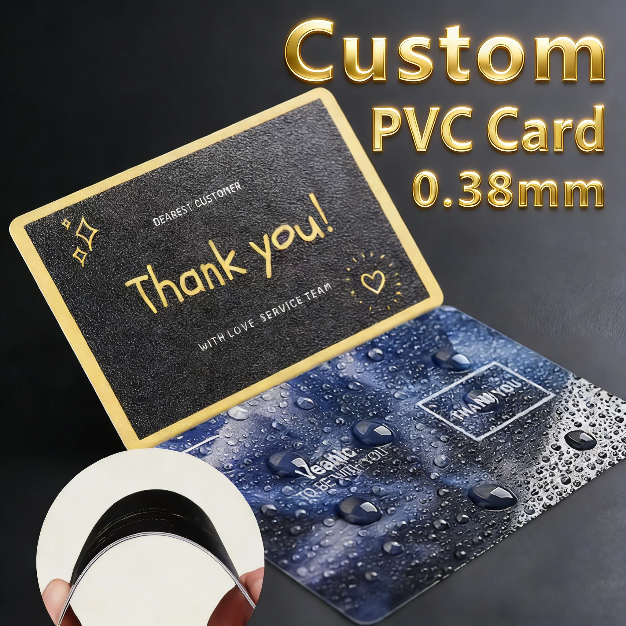 

Custom PVC Business Card Own Design Logo Brand Name Plastic Waterproof Double Side Glossy Matte Thank You 85.5*54mm Photo Label