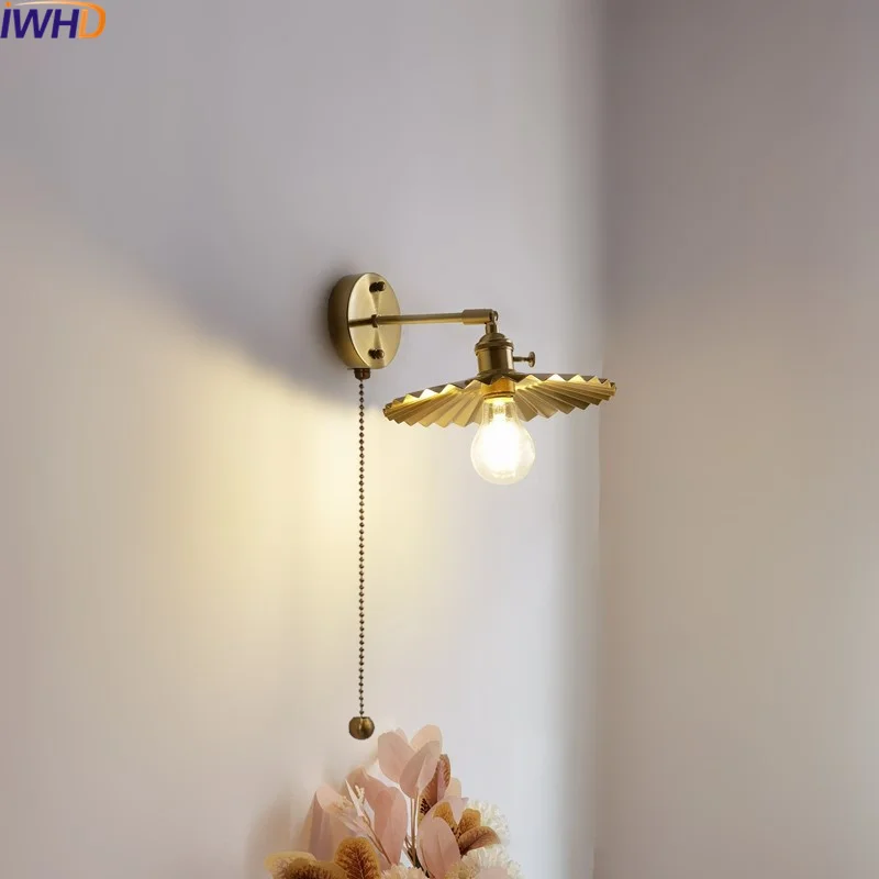 

IWHD Copper LED Wall Light Fixtures Coffee Dining Room Bathroom Mirror Bedside Lamp Nordic Modern Lampara Mesita Noche