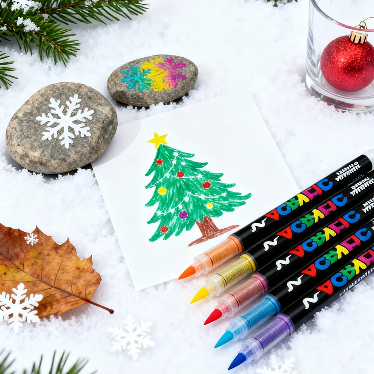 12-288 Color/box Christmas-themed Marker Set - Soft-tip Drawing Straight Line Liquid Acrylic Markers, DIY Graffiti Art Painti image 5