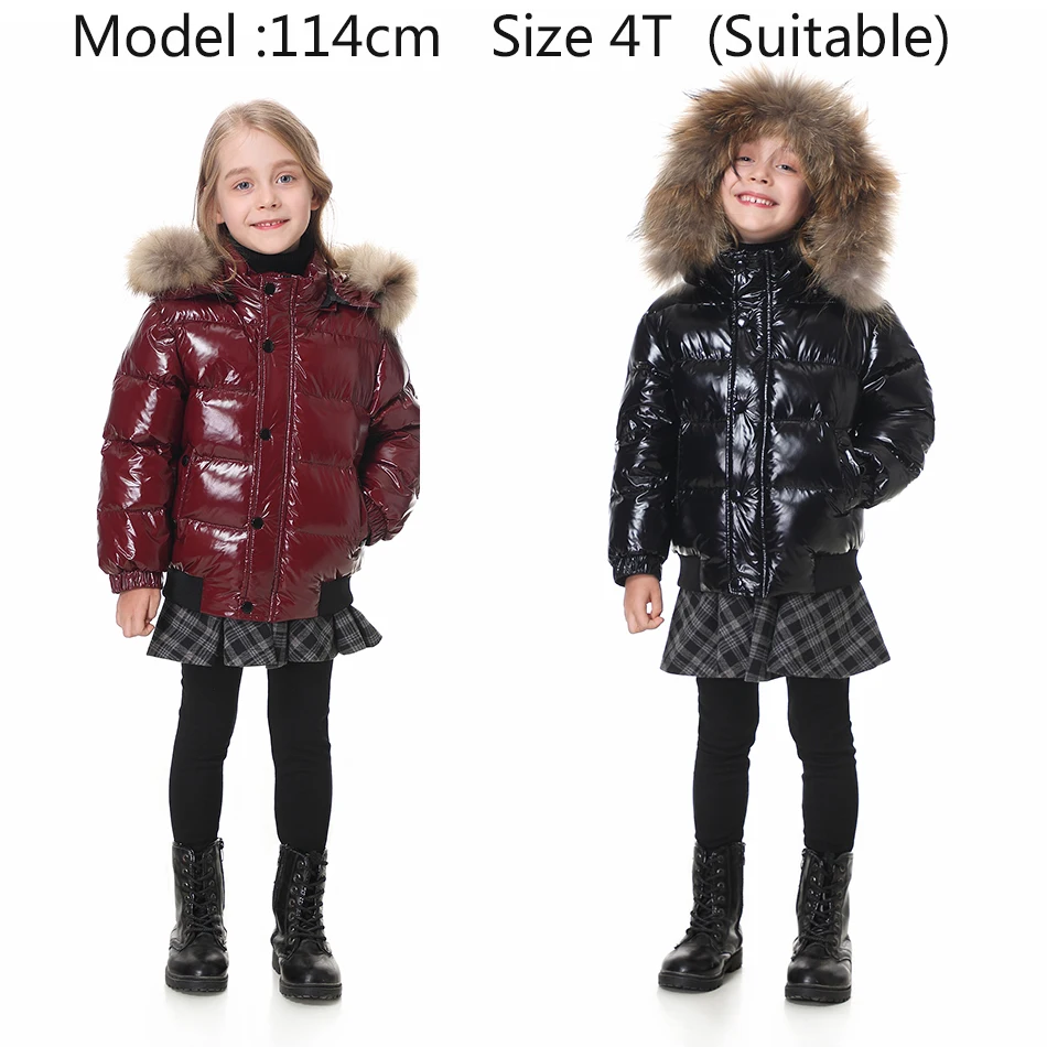 Black Winter Jacket Parka For Boys Winter Coat 90% Down Girls Jackets Children\'s Clothing Snow Wear Kids Outerwear Boy Clothes