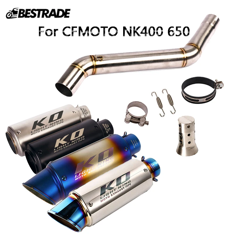

Motorcycle 51mm Exhaust Muffler Tube Slip On Middle Link Pipe With DB Killer For CFMOTO 400NK 650NK All Year Stainless Steel