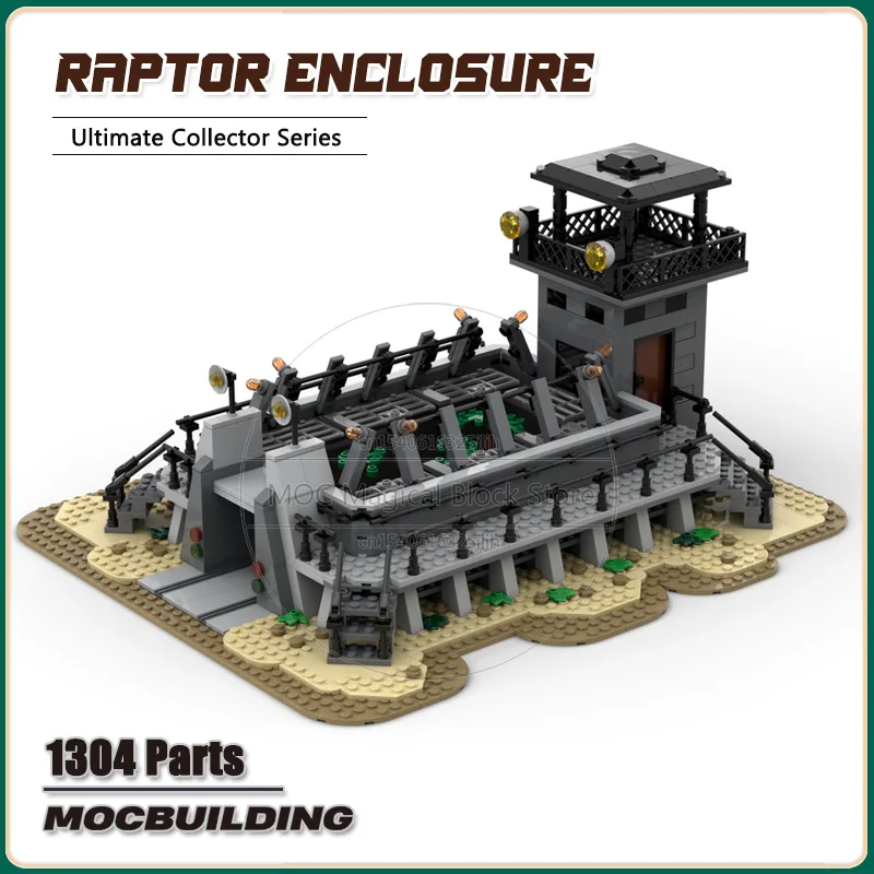 Park Raptor Enclosure Movie MOC Building Blocks Architecture Technology Bricks DIY Assembly Model Toys Collection Gifts