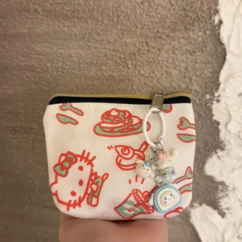 

Kawaii Sanrio Hello Kitty Printed Coin Purse Wallet Portable Student Storage Small Bag Girls Birthday Gift Creative Peripherals