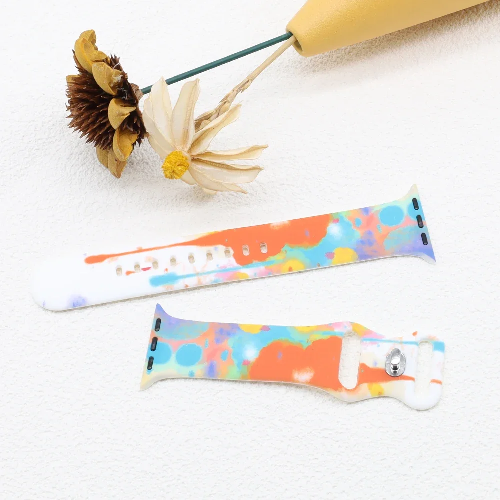 Силиконовый ремешок для Apple Watch Band 49 мм, 40 мм, 41 мм, 46 мм, 45 мм, 44 мм, 42 мм, браслет с принтом для iWatch Series Ultra 10 9 8 7 6 5 se