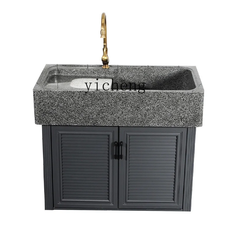 ZC Natural Marble Pool Outdoor Stone Laundry Tub Outdoor Laundry Table Integrated Courtyard Wash Basin