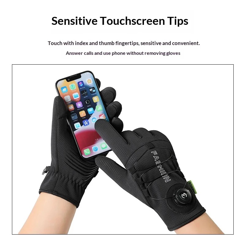 Motorcycle Autumn Winter Warm Fleece Full Palm Gloves Touch Screen Outdoor Sports Cycling Snow Play Waterproof Ski Snowboard Glo