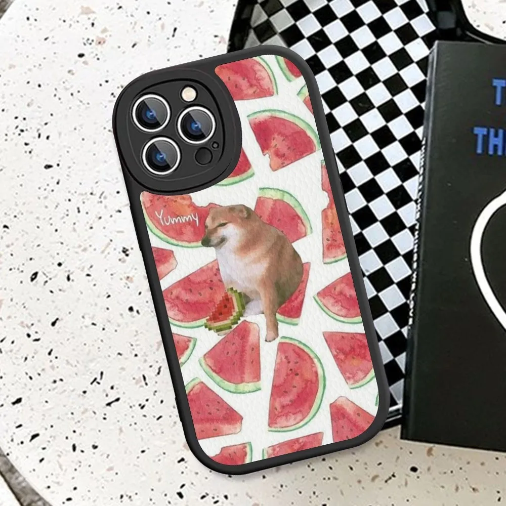 Funny Cute cheems Dog  Phone Case Hard Leather For iPhone 14 13 12 Mini 11 14 Pro Max Xs X Xr 7 8 Plus Fundas