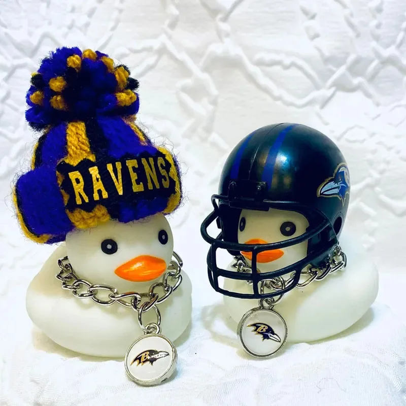 Rubber Duck Football Action Figure Toys Keychain Model Decoration Duck With Helmet And Hat