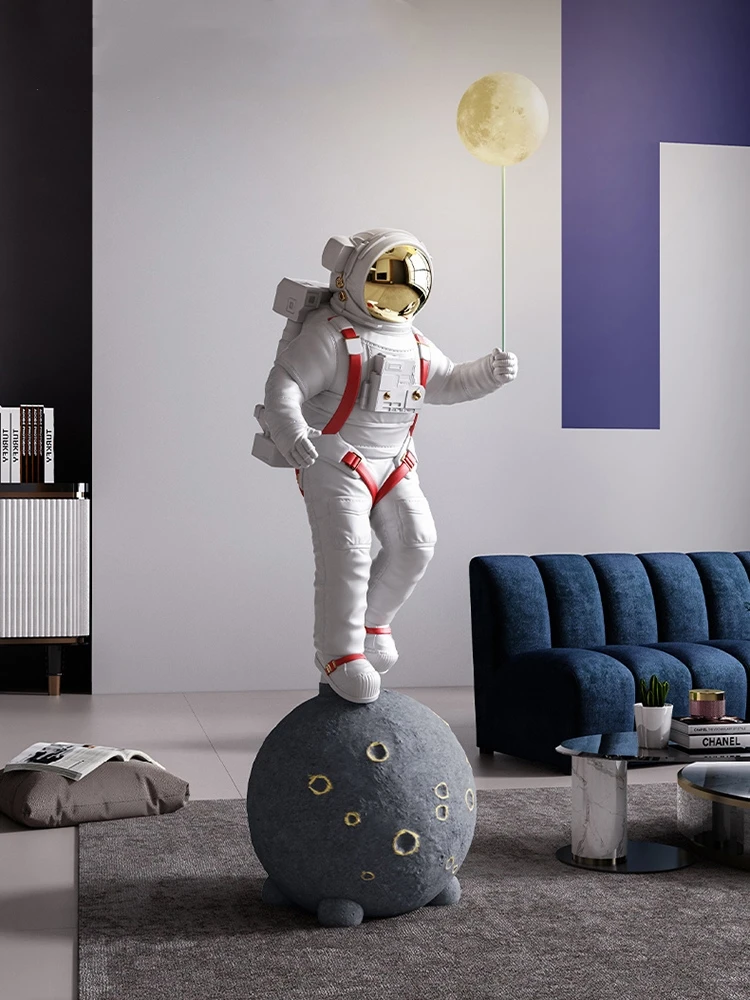 Home Decor 168CM Luminous Astronaut Statue Floor Decoration Living Room Large Welcome Sculpture Ornaments Opening Gift Figurines