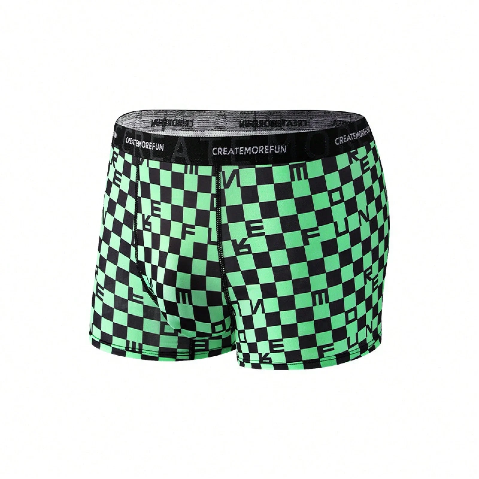 

Mens Breathable Stretch Boxer Shorts Checkerboard Print Streetwear Underwear