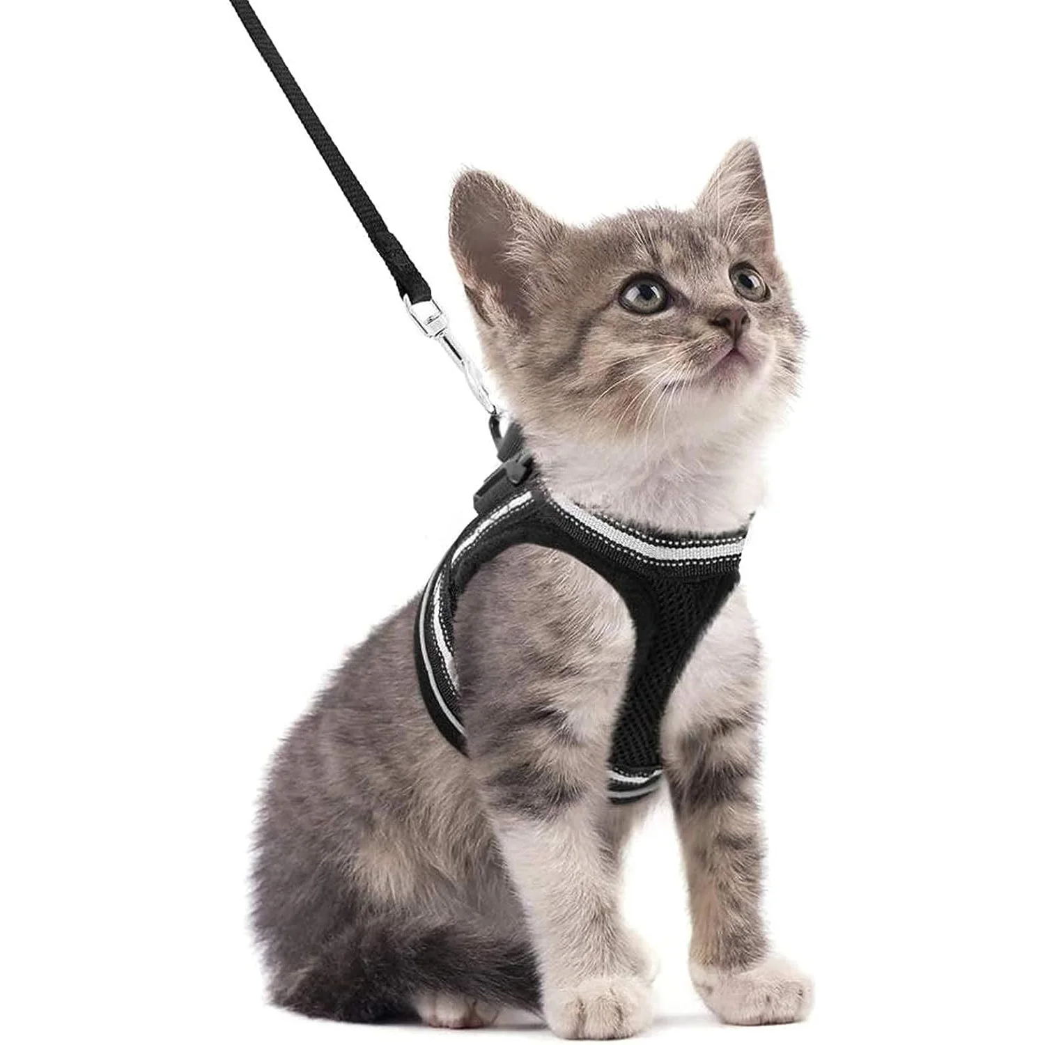 Cat Harness and Leash Set for Walking Escape Proof, Adjustable Soft Kittens Vest with Reflective Strip for Cats, Comfortable Out