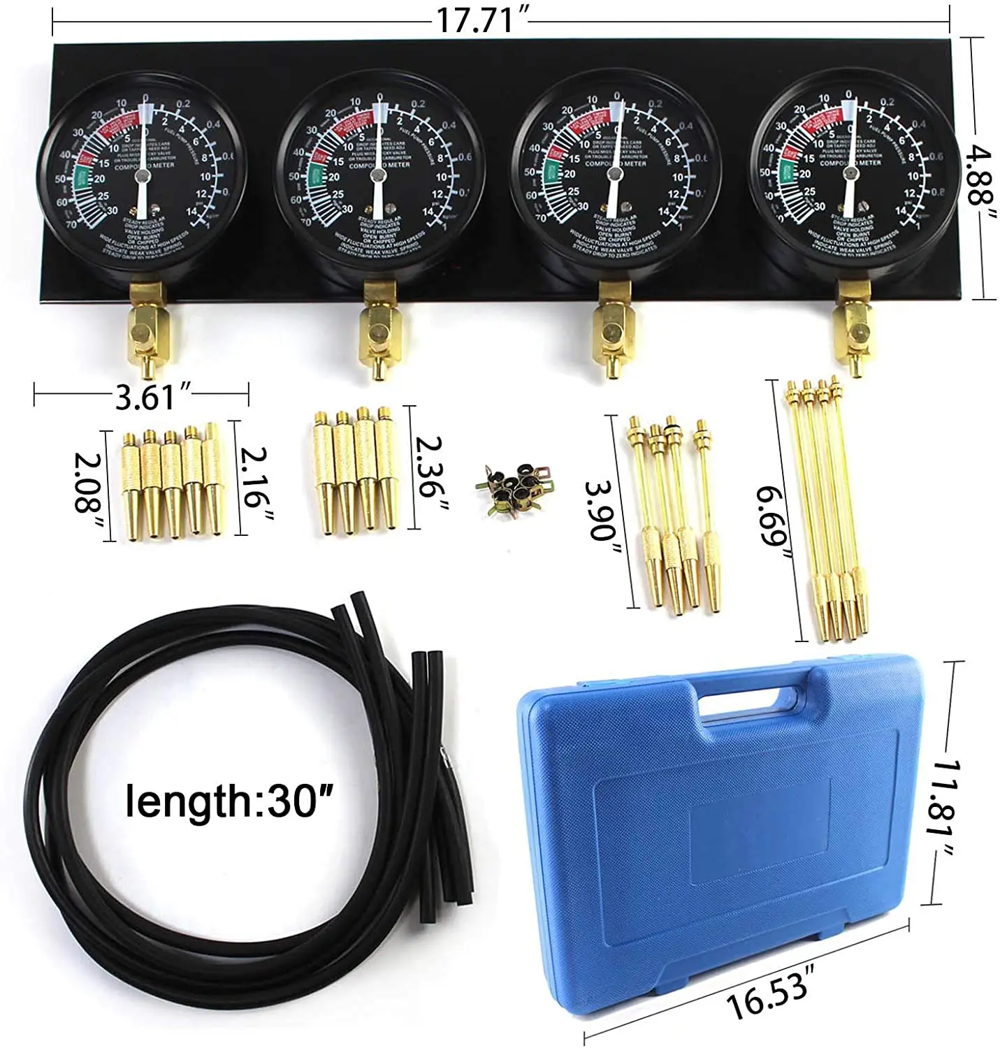 Blue Universal Fuel Vacuum Carburetor Synchronize Tool Kit Hydraulic Pressure Test Gauge Kit For Motorcycle Balance Tool Set