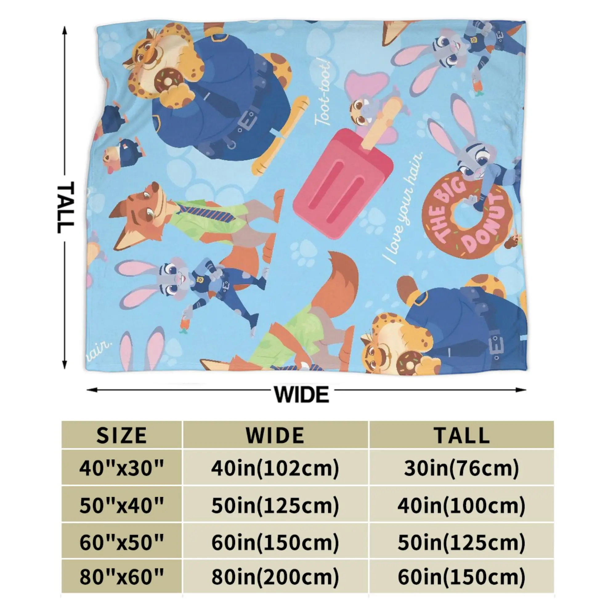 Zootopias Judy Nick بطانية الصوف المطبوعة متعددة الوظائف سوبر الدافئة رمي البطانيات لحاف غرفة نوم أريكة #5