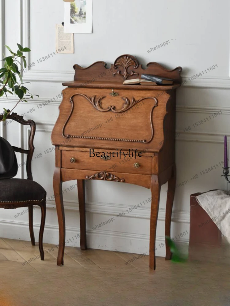 

X4 French retro solid wood dressing, storage cabinet, integrated bedroom dressing table, high-end American medium and ancient st