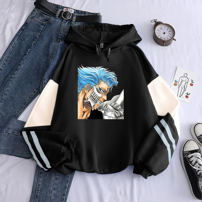 Anime Bleach Grimmjow Jaegerjaquez Gothic Cartoon Printed Hoodies Manga Harajuku Streetwear Long Sleeve Men Winter Sweatshirts