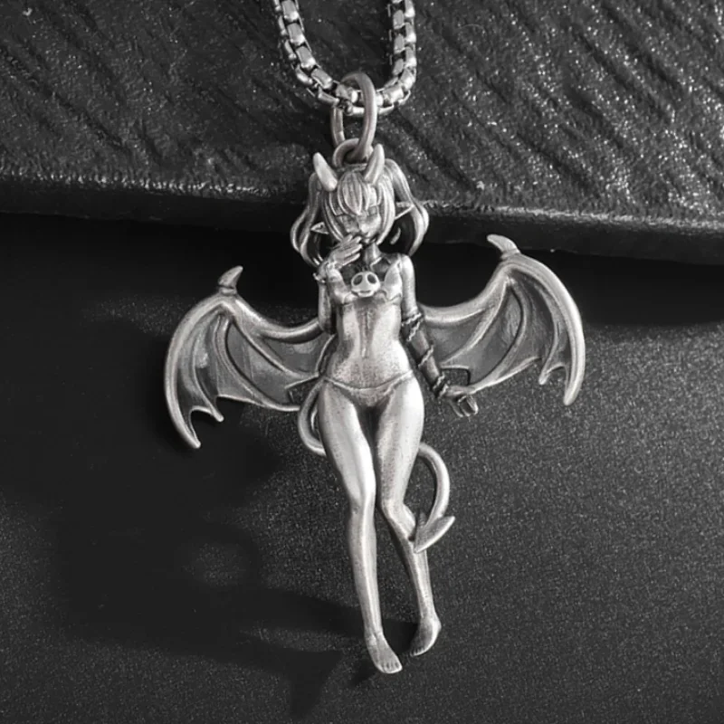 Sexy Teufel Batgirl Anhänger Halskette für Männer und Frauen Gothic Hip-Hop Trendy Paar Cosplay Schmuck Geschenk