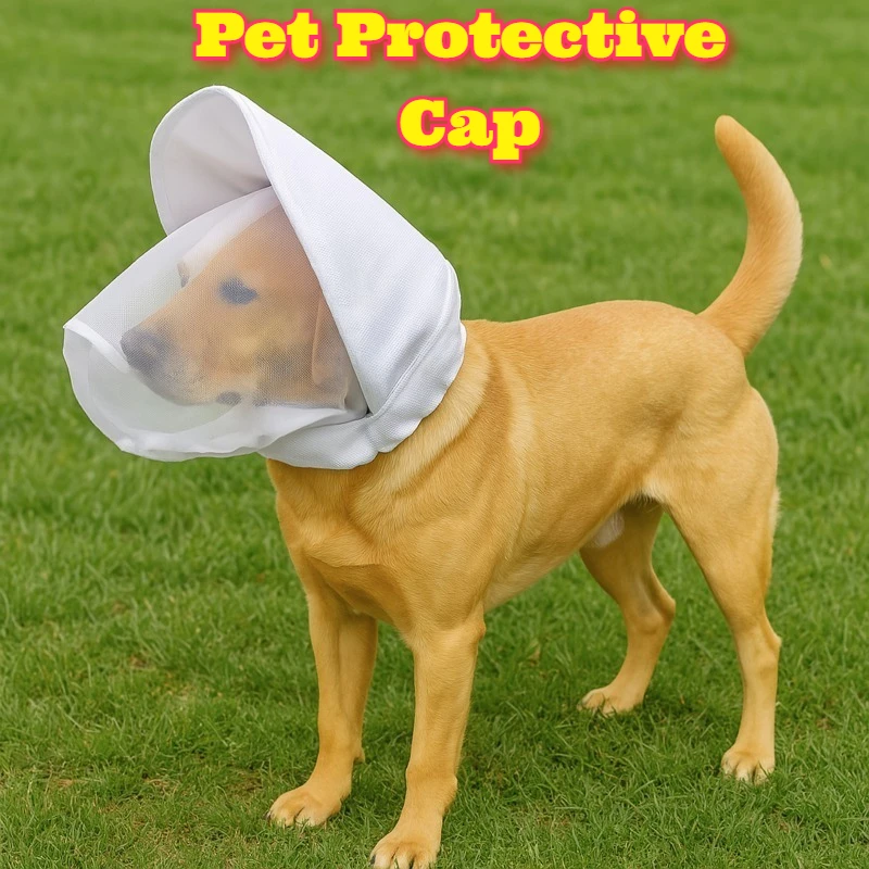 

Mosquito Repellent Dog Head Cover Bite Proof Anti Chewing Pet Cone Collar Adjustable Soft Elizabethan Cone Small Medium Dogs