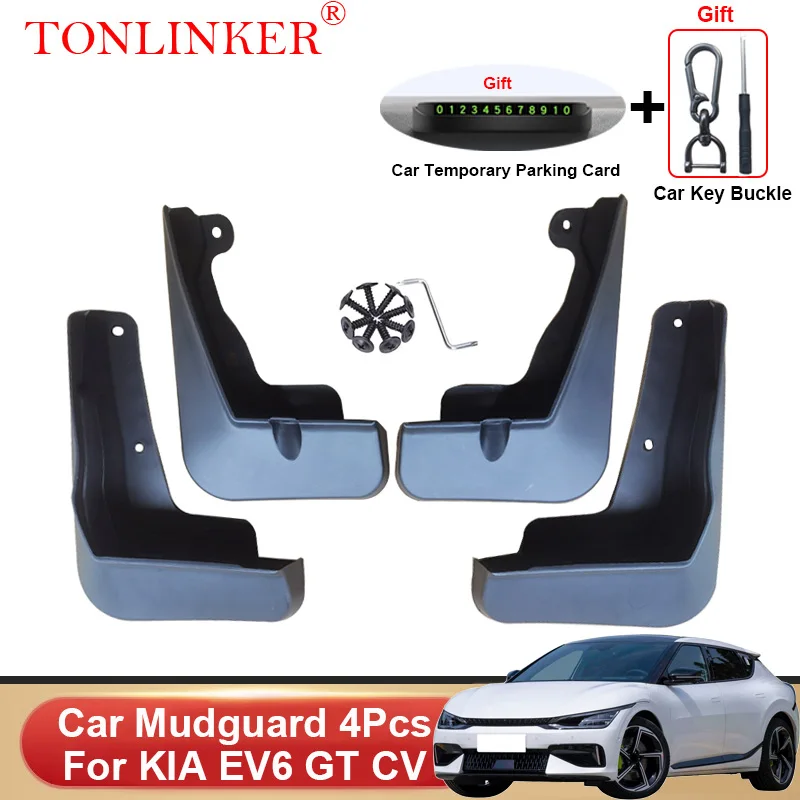 TONLINKER Car Mudguard For Kia EV6 EV6GT CV 2021 2022 2023-Present Mudguards Splash Guards Front Rear Fender Mudflaps Accessorie