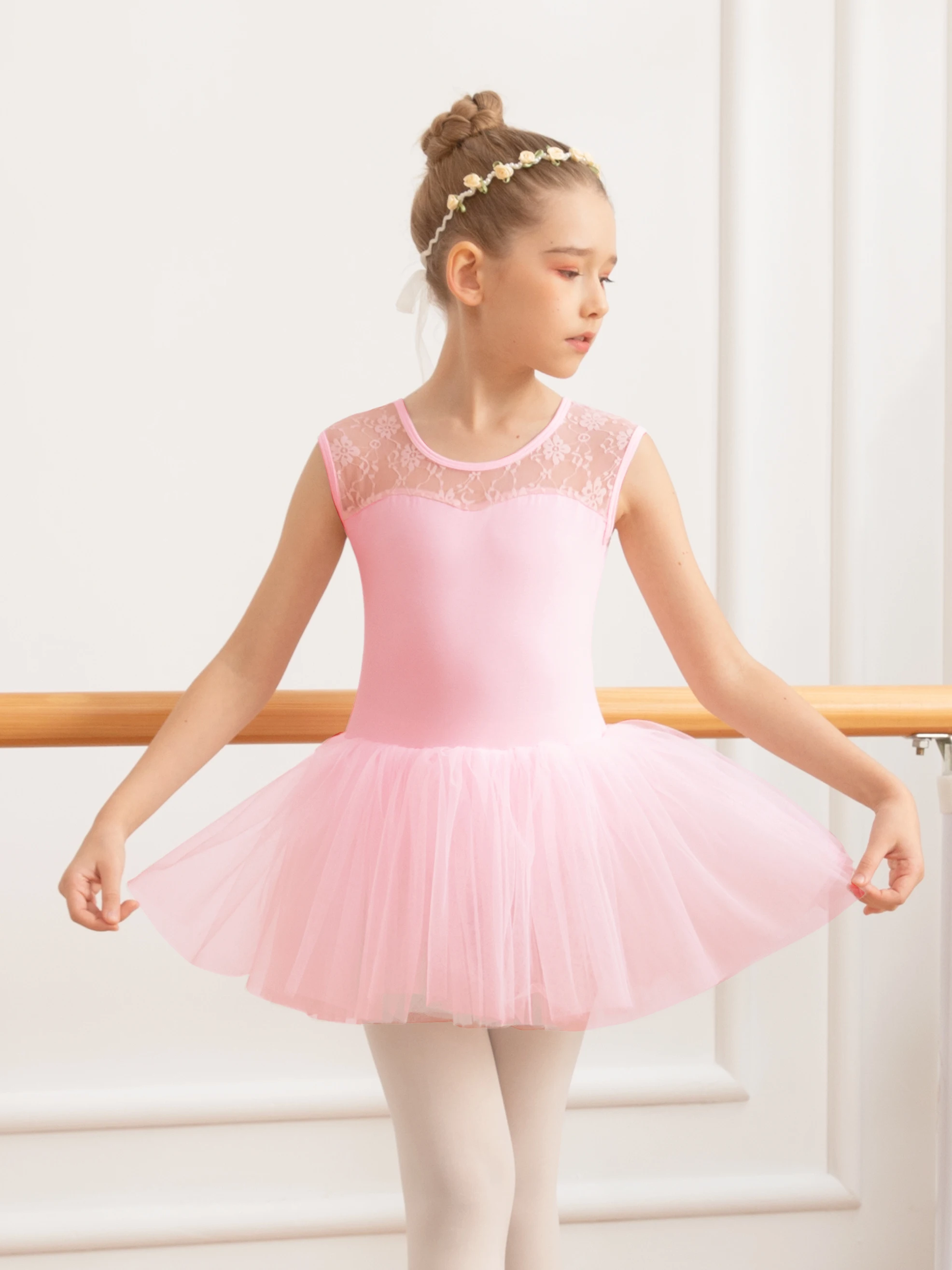 Ballet Lace Cap Sleeve Leotard Tank with Tutu Skirt for Dance Gymnastics (Toddler/Little Girl/Big Girl)