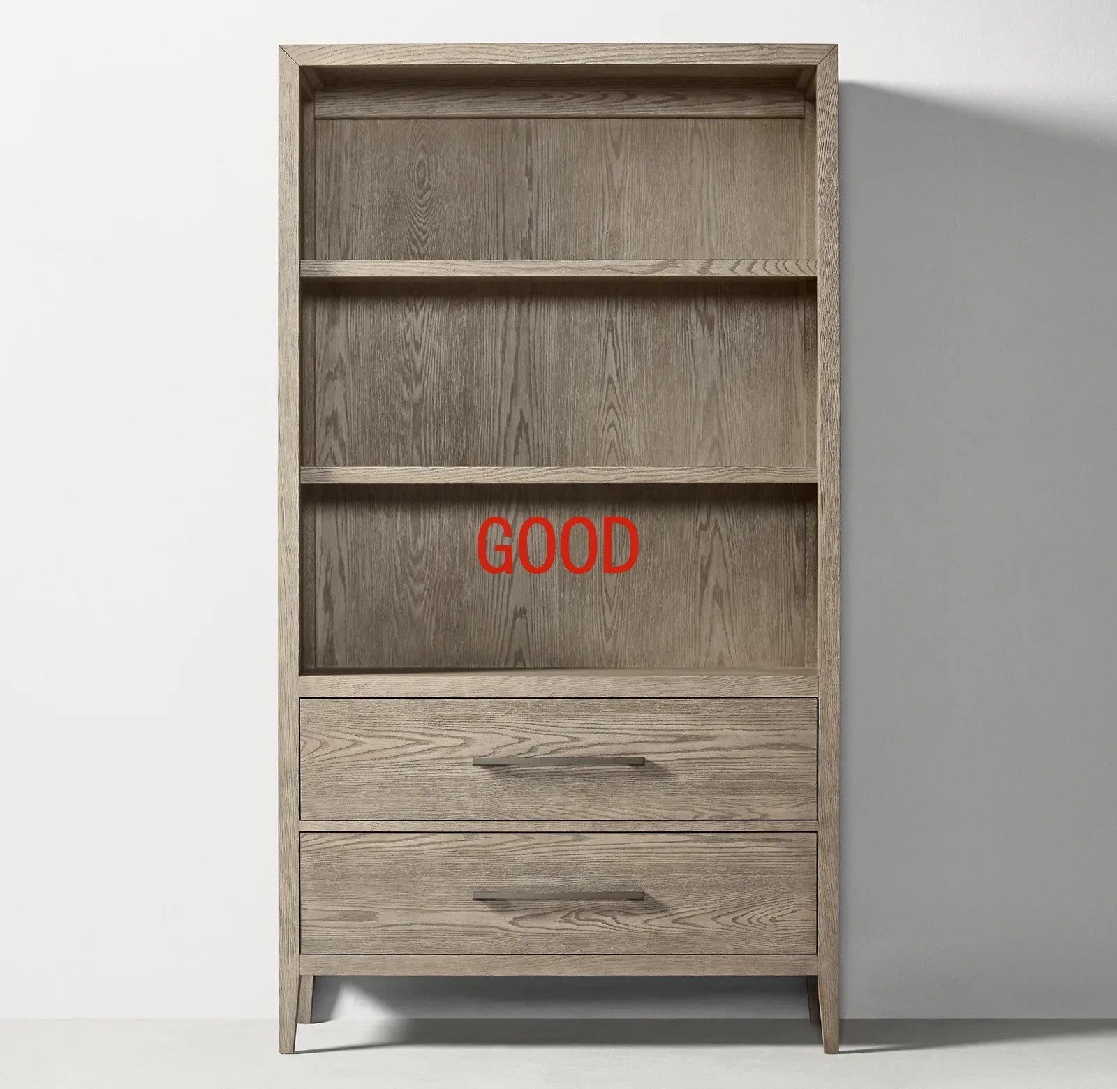 American-Style Solid Wood Bookcase Oak RH New Chinese Retro Wood Color Distressed Dining Side Wine Cabinet