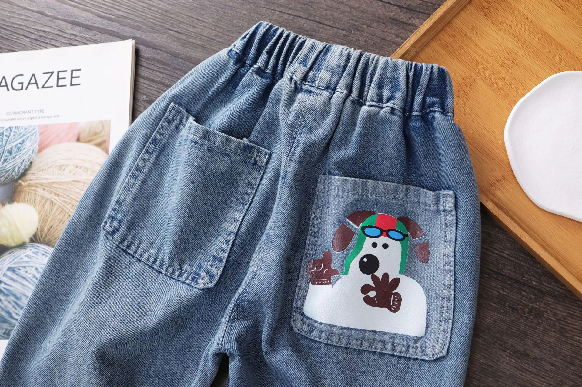 2024 Spring Autumn Baby Boys Jeans Baby Fashion Cartoon Loose Casual Cowboy Pants 1-6Years Kids Middle Waist Long Pants