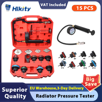 Hikity 15pcs Universal Vacuum Type Cooling System Test Water Tank Leak Detection Detector Tool Portable Toolbox for Car with box
