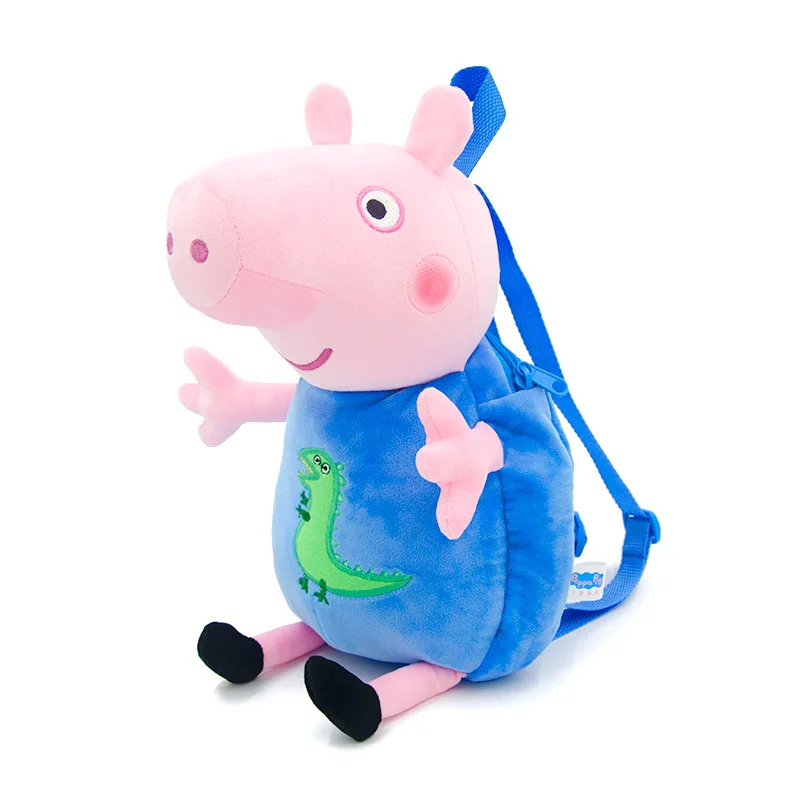 Peppa Pig ตุ๊กตากระเป๋าเป้สะพายหลังชุด George โรงเรียนอนุบาลกระเป๋าเป้สะพายหลังการ์ตูนไหล่กระเป๋าเด็กจี้ตกแต่งของขวัญของเล่น