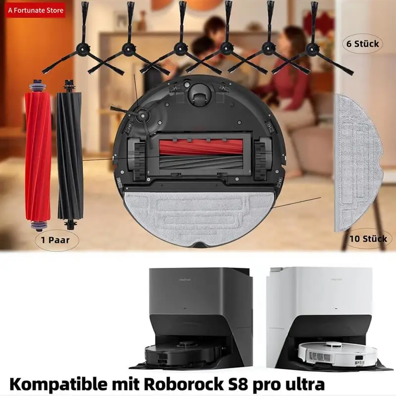 

Для Roborock S8 S8 Pro Ultra S8 + запасные части Основные боковые щетки Салфетки для швабры HEPA-фильтры Мешки для пыли Запасные части-A78G