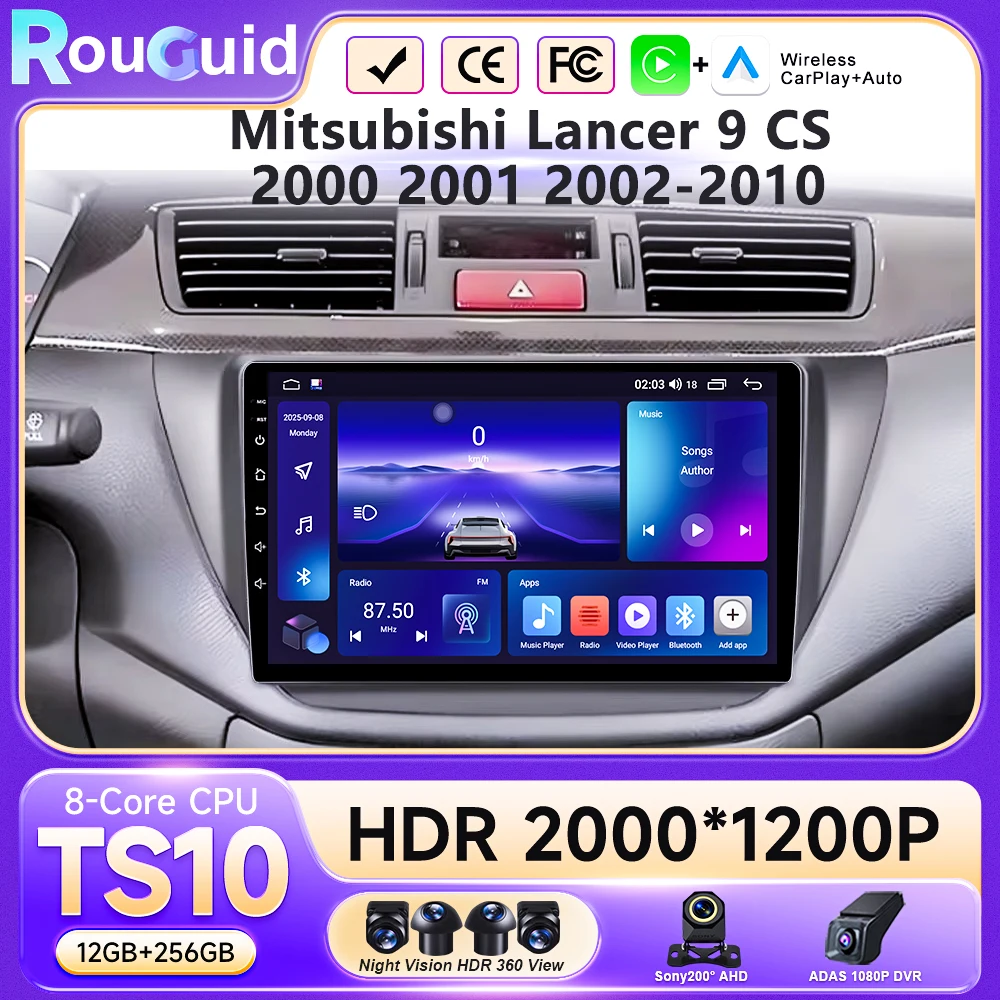 

Автомагнитола для Mitsubishi Lancer 9 CS 2000-2010, мультимедийный видеоплеер с Carplay, GPS, QLED, WIFI, без DVD, 2din
