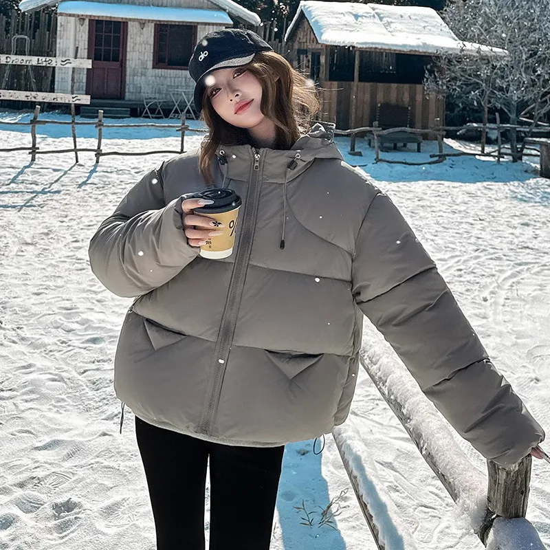 

Модное пуховое хлопковое пальто с капюшоном, пушистое женское пальто, новинка 2023 года, зимнее теплое пальто-пуховик, легкие длинные светящиеся женские парки, зимняя верхняя одежда