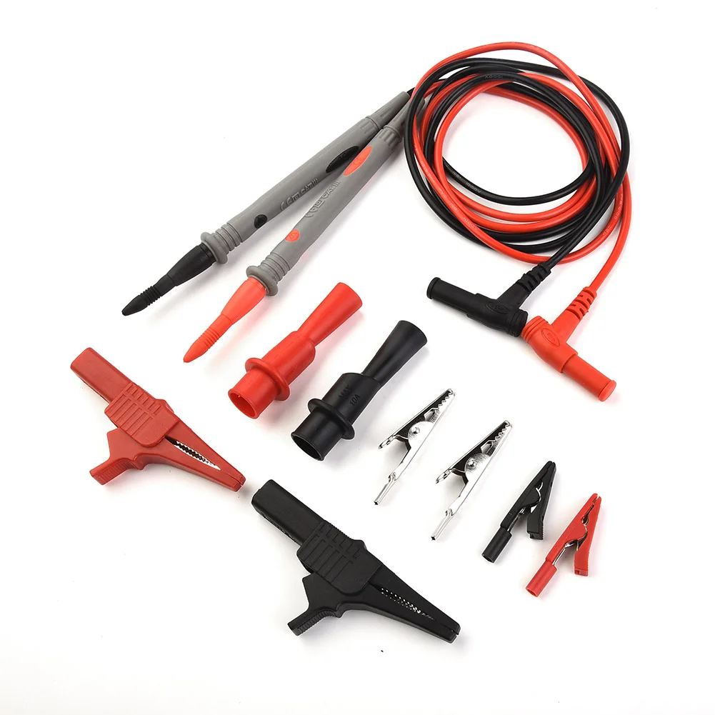 Multimeter Test Kit 1000V 10A CAT II Rated with PVC Insulation Copper Core Wires and Nickel Plated Brass Clip Contacts