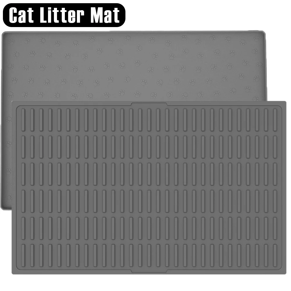 Silicone Cat Litter Mat 60x40cm Waterproof Kitty Litter Trapping Mat Nonslip Under Litter Box Mat Pet Clean Supplies Feeding Pad