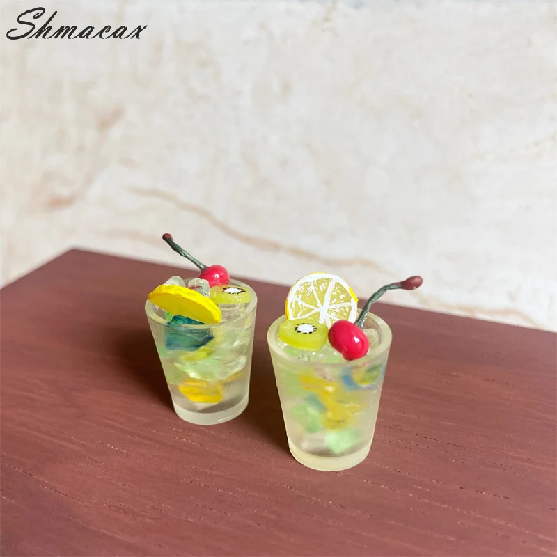 Dollhouse Mini Colorful Mini Fruit Ice Drink Cup Kitchen Food Toy Model Dolls House Scene Decor Accessories Photography Props