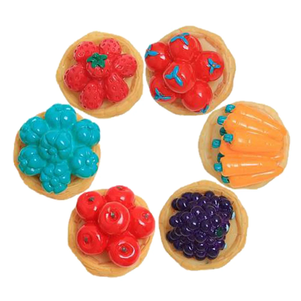 

6pcs Realistic Mini Food Dollhouse Fake Vegetables Decoration Resin Craft Lifelike Miniature Fruit Basket For House Accessory