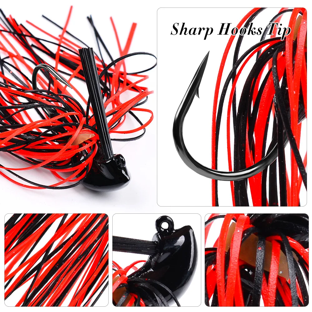 7G 10G 14G Spinnerbait Buzzbait Anti-barb señuelo de pesca negro boca grande lubina pez barba Lucio goma Jig Wobbler aparejos de pesca - imagen 5