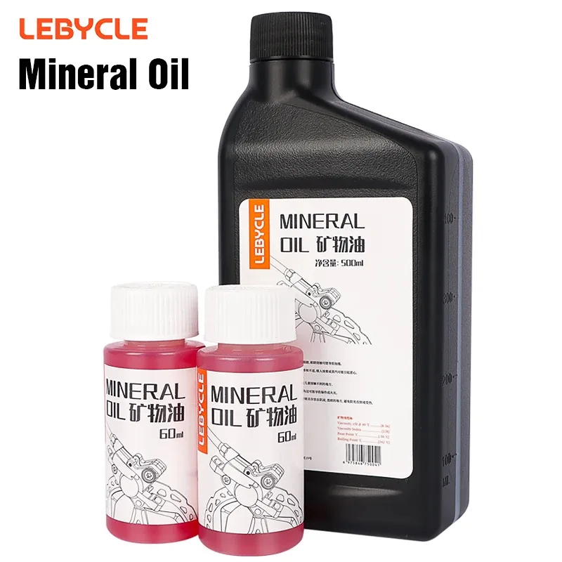 Aceite Mineral para Frenos de Bicicleta LEBYCLE 500ML 60ML, Aceite Mineral para Frenos de Disco Hidráulicos, Accesorios para Bicicleta