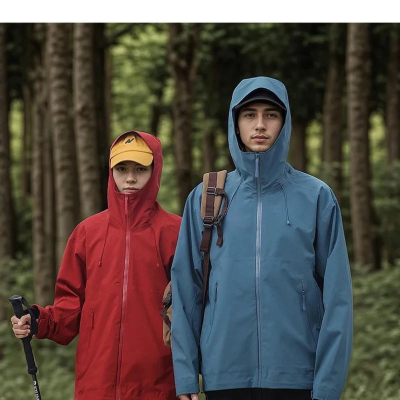 

Outdoor windproof and waterproof heat-sealed three-layer rubber hard shell jacket men's and women's mountaineering hiking jacket