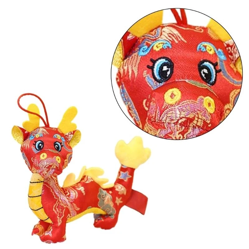 090B Year of Dragon Mascots Toy Festive Stuffed Animal Dragon Cuddle Toy Holiday Decoration Year Zodiac Plush Doll 2024