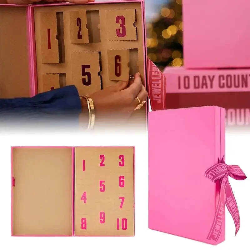 

Jewelry Advent Calendar 10 Days Countdown to Christmas Calendar Countdown Box Trendy Stainless Steel Jewelry for Adults