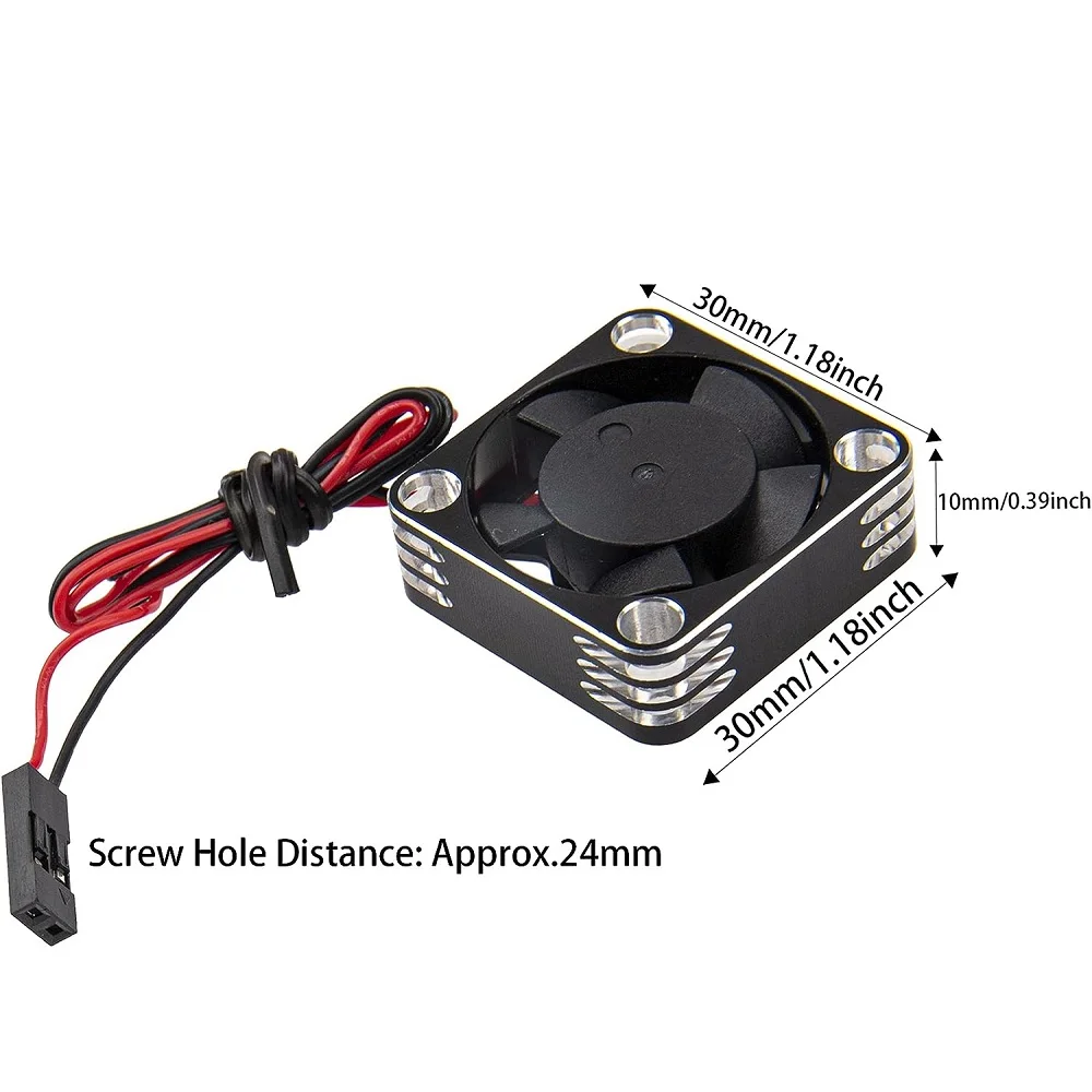 Alloy Brushless Motor ESC Cooling Fan Heatsink 28000RPM 30x30mm JST Plug for 1/8 1/10 1/12 RC Car 540 550 Brushless Motor,3010