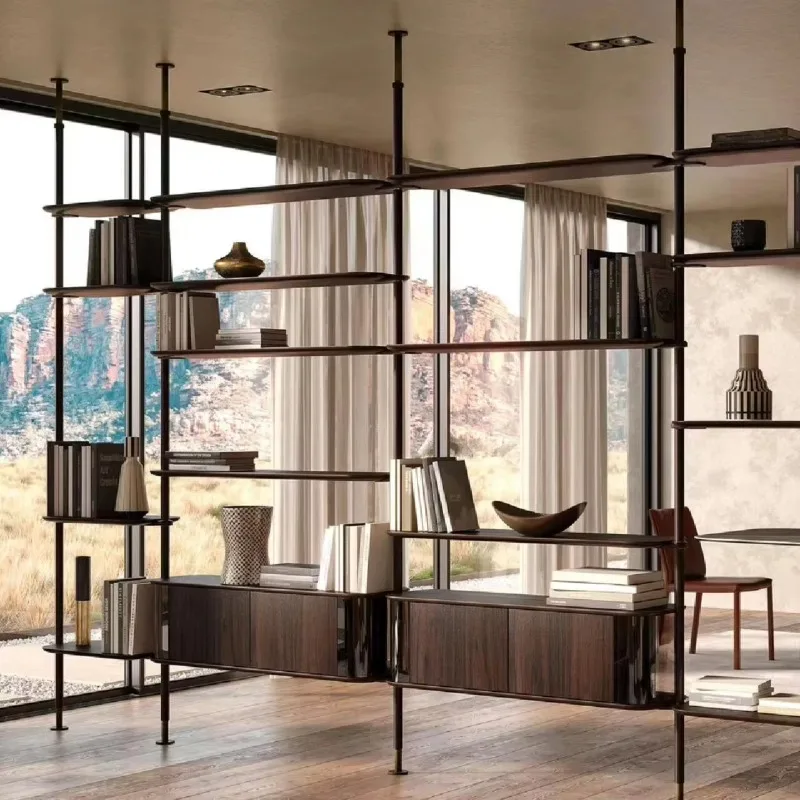 

Simple creative bookcase integrated wall bookcase multi-layer solid wood storage rack adjustable display rack