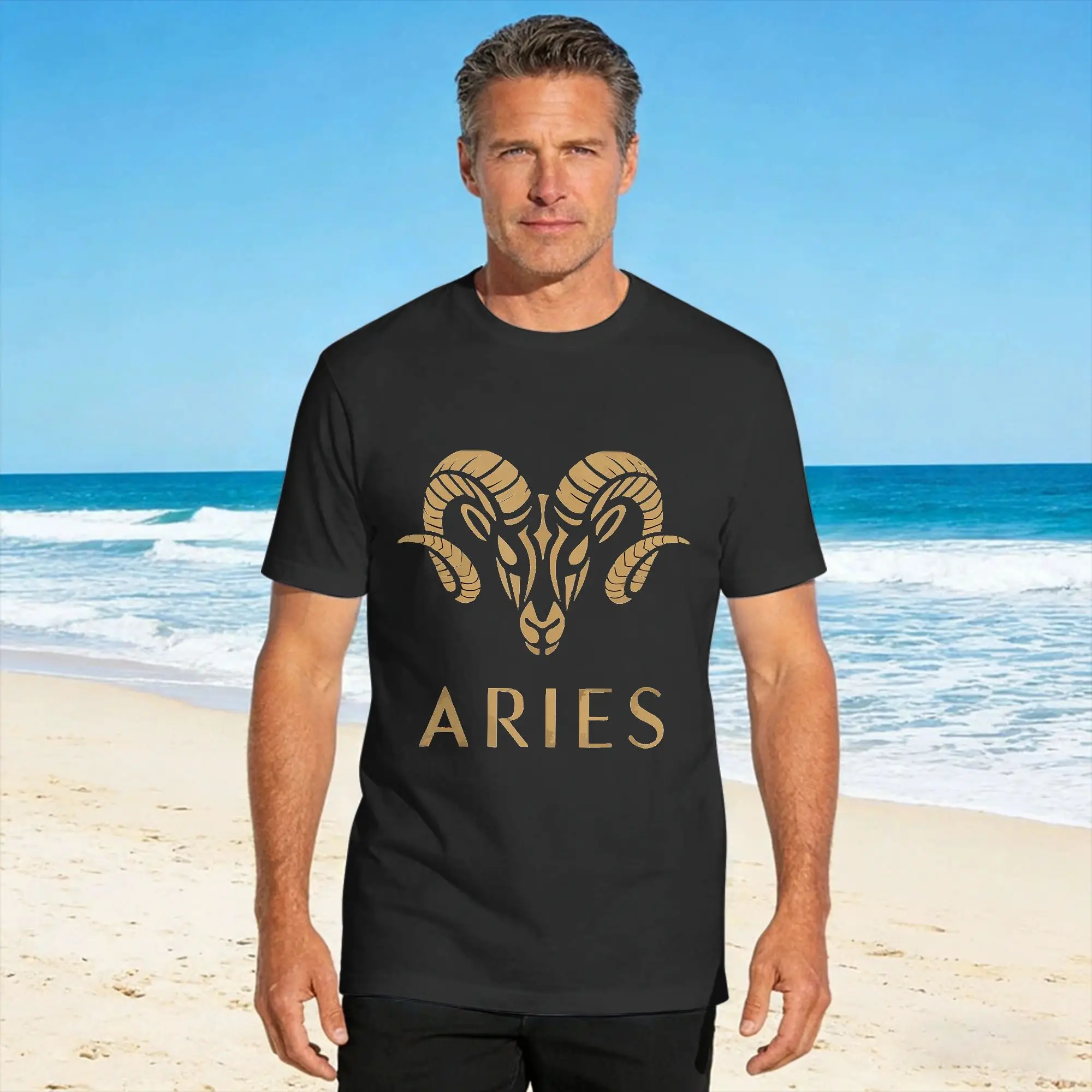 Zodiac Sign Aries Sign Cotton T Shirt For Adult Summer  Aesthetic T Shirts O Neck Harajuku Tees Plus Size Cheap Clothes