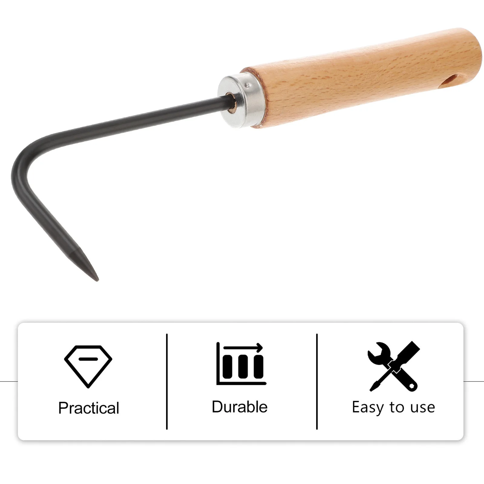 

2pcs Weeder Garden Tool Durable Steel Hook Wood Handle Soil Loosener Metal Manual Weeder Root Remover Cultivator