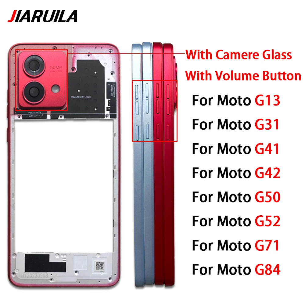 NEW Front Housing Middle Frame Bezel Chassis Shell With Side Button Key Parts For Moto G13  G32 G41 G42 G50 G52 G71 G84 G23 G31