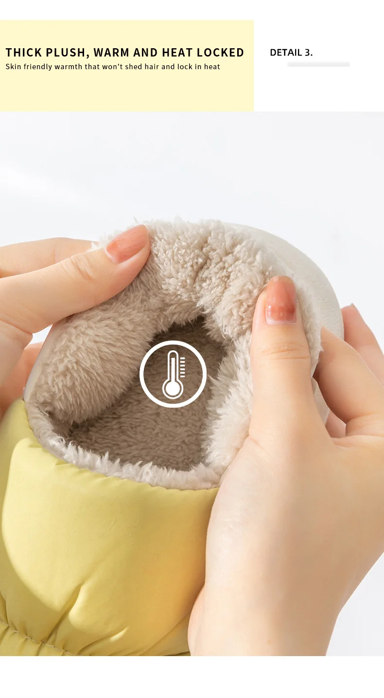 Unisex Winter-Warmhausschuhe für Damen und Herren, 4 cm dicke Sohle, Cloud-Pillow-Slides, wasserdicht, für drinnen und draußen, Fleece-Hausschuhe, Mule. – Detail 6