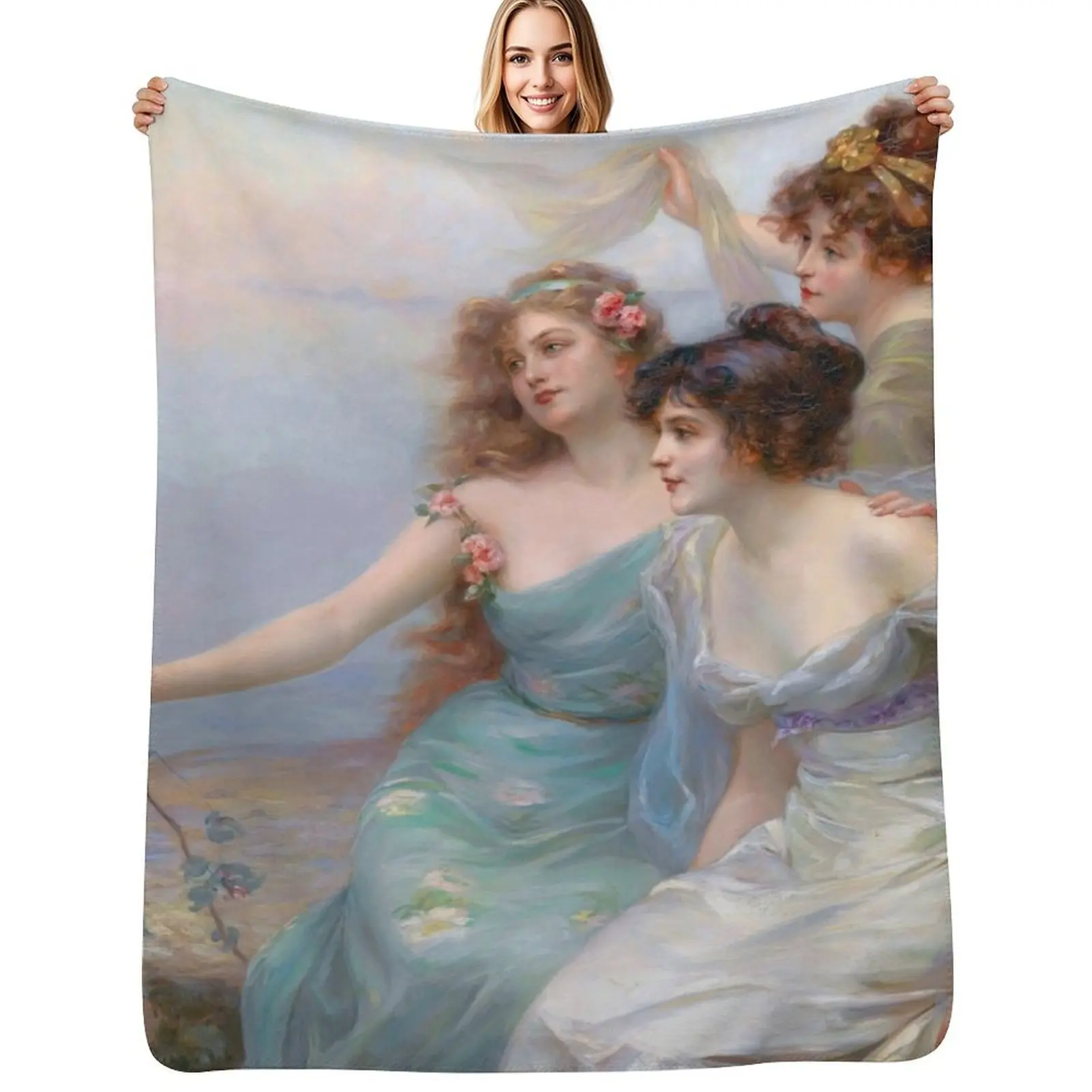 The Three Graces Throw Blanket Warm Hairys Thin Luxury Throw for winter Luxury Designer Blankets
