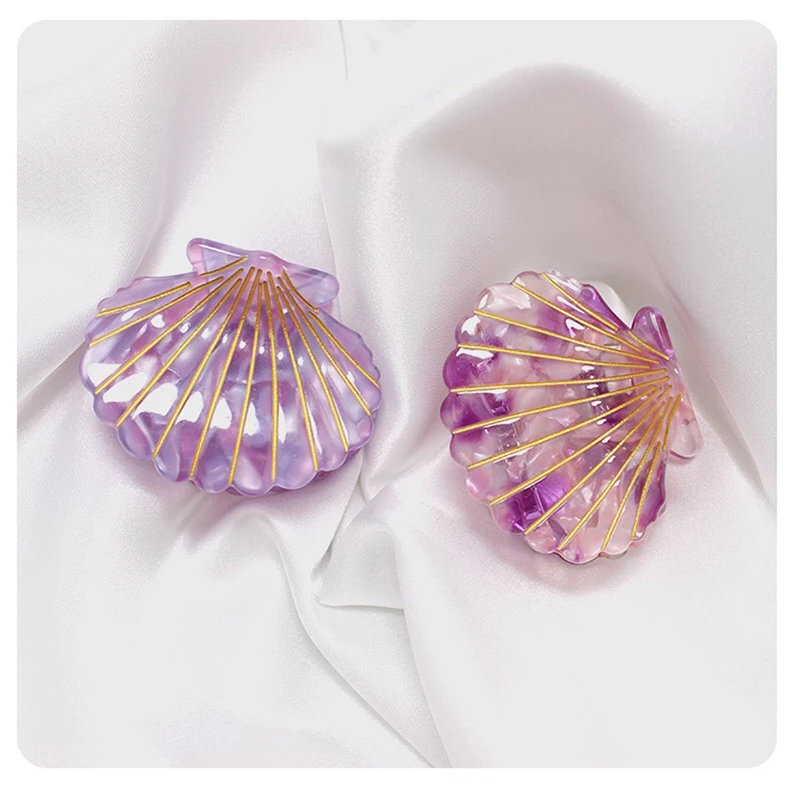 1Pcs Lady Shell Shape Hair Claw Hairpins Fashion Barrette Beauty Hair Grips Girl Colorful Headwear Hair Styling Accessories